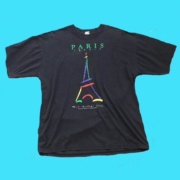 1990s L Vintage T-shirt Paris - Picture 1 of 4